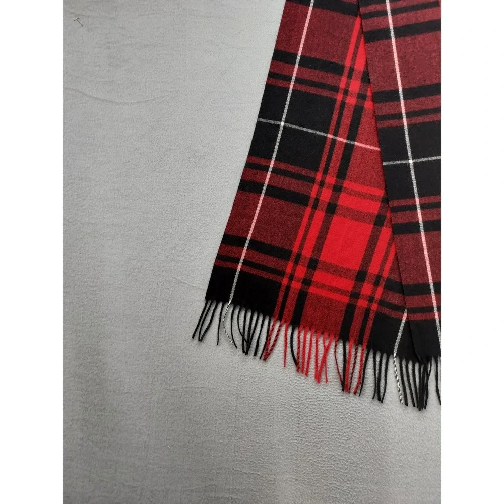 Steve Madden Men Scarf One Size Red Plaid 100% Polyester Fringe Winter Shawl
